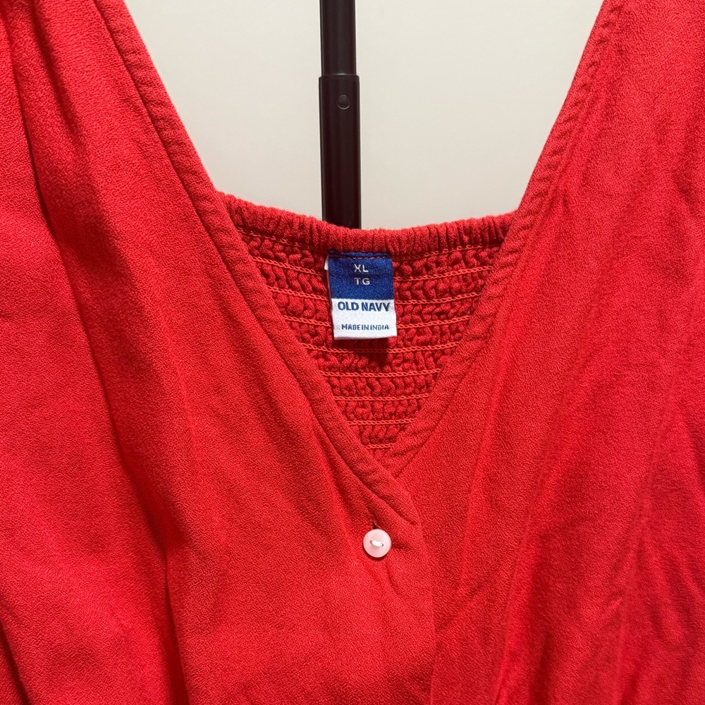 Old Navy Red Maxi Dress with Front Buttons - Picture 2 of 4